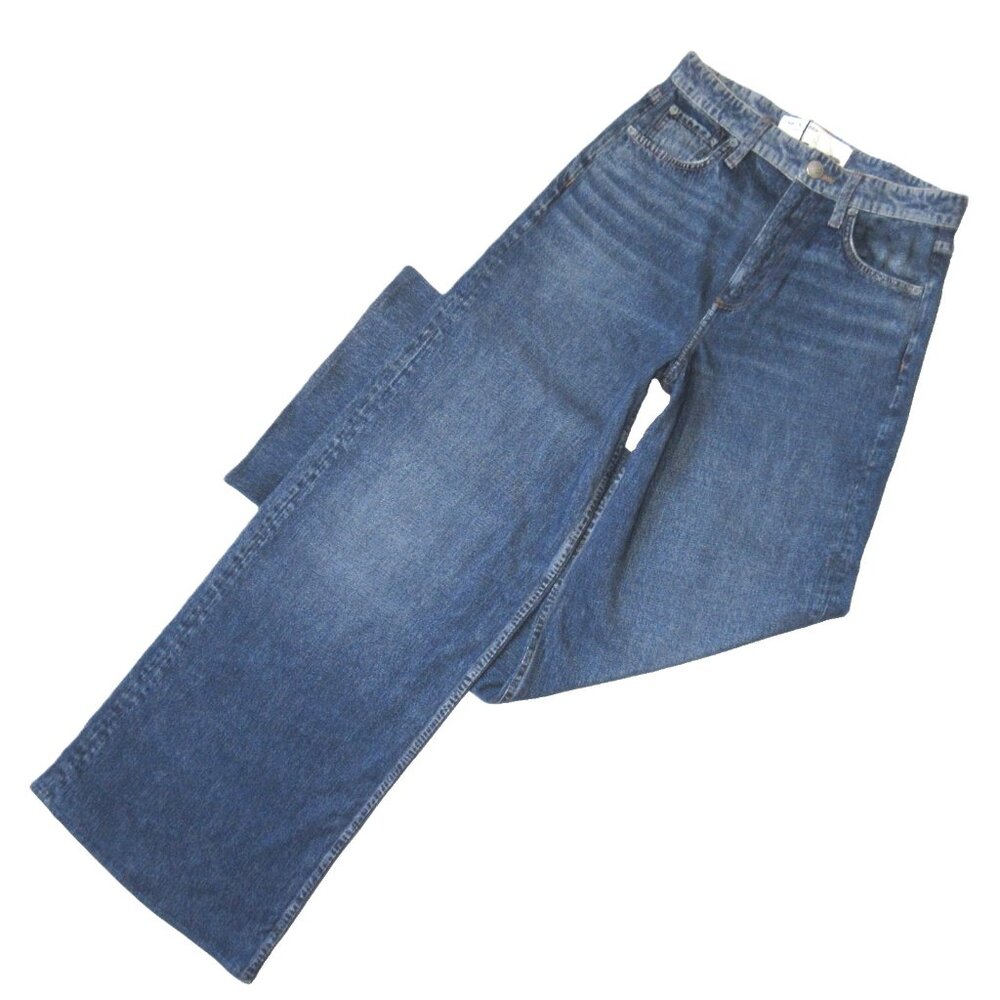 rag & bone Blue Wide-Leg Denim Jeans